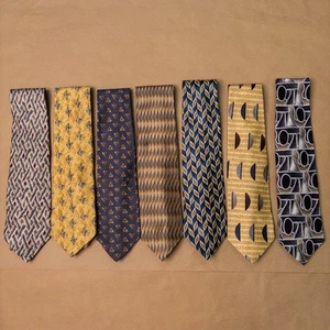 Vintage Lot 7 Silk Neckties 90s Y2K Stripes Micro Office Space Robert Talbott - Picture 1 of 14