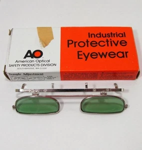Vintage American Optical Clip On Flip Up Schweißen Schutzbrille grüne Tönung - Bild 1 von 7