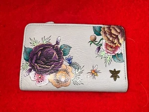 ANUSCHKA LEDER KREDITKARTEN GELDBÖRSE BLUMEN Biene HANDBEMALT - Bild 1 von 13