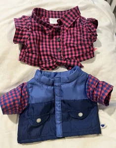 2 Build A Bear karierte Flanellhemden und Jeans dreiteiliges Set - Bild 1 von 5