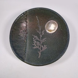Joyce Furney Raku Three Footed Bowl Plate Moon And Tree Branch 5.5"  Signed 2008 - Picture 1 of 12