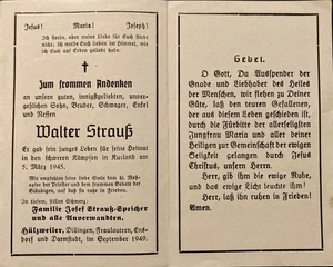 Sterbebild 2. WK gefallen in Kurland 1945 Hülzweiler Saar - Bild 1 von 1