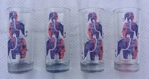 Drinking Glasses ElephantThemed PurplePink ~6InchHeight SetOf4 TMDHoldings jun25 - Picture 1 of 13