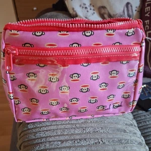 Paul Frank Make-up Kosmetiktasche Reißverschlusstasche rosa und roter Affe - Bild 1 von 3