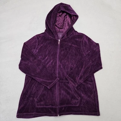 Sudadera con Capucha Just My Size para Mujer 1X Terciopelo Púrpura Cremallera Completa Bolsillo Canguro Plus Hanes Foto 1 de 4