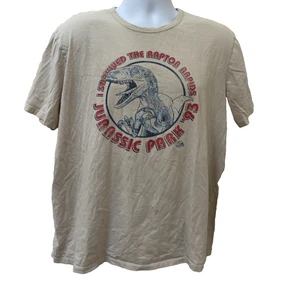 Vintage! Jurassic Park T Shirt Herren 2XL XXL Beige Raptor Rapids Kurzarm 90er - Bild 1 von 19