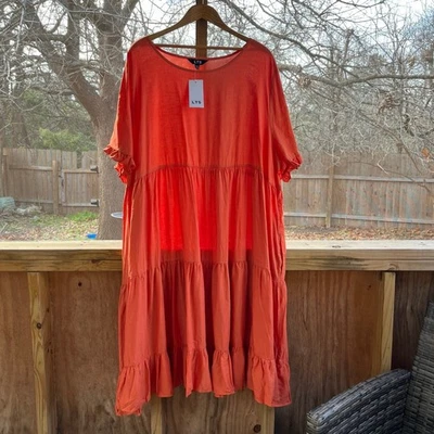 Long Tall Sally Women's Orange Tiered Ruffled Maternity Dress Size 22-24. NEW - Image 1 of 4