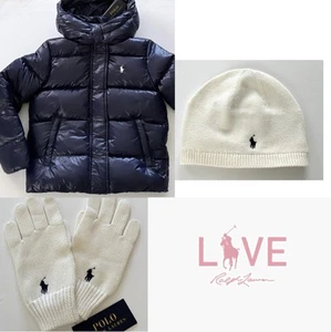NWT, GIRLS Ralph Lauren Set of 3. Down Jacket+Beanie+Gloves L(12-14). Approx 150 - Picture 1 of 7