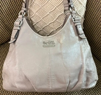 Coach 16503 Gray Madison Maggie Pebbled Leather Hobo Bag Y2K Vintage Retro - Image 1 of 4