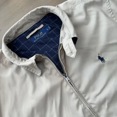 Polo Ralph Lauren Jacket Mens Large Tan Beige Harrington Bomber Zip Up Pony Logo - Image 1 of 4
