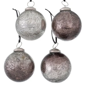 4 pezzi Pallina di Natale VINTAGE INVERNALE argento viola bacca D8cm decorazione natale - Foto 1 di 1