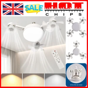 Ceiling Fan E27 Socket Fan 50W Dimmable LED Light Remote Controller 3 Speed UK - Picture 1 of 21