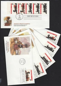 1994 Locomotives booklet pane of 5 designs Sc 2843-7 2847a Fleetwood set of 6 - Picture 1 of 3