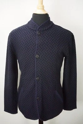 Cárdigan Suéter Giorgio Armani Azul Negro Mezcla Seda Geométrica Talla 48 NUEVO Foto 1 de 4