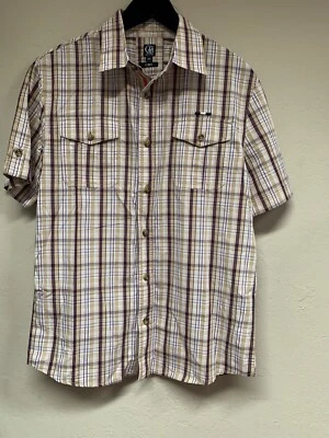Cavi Mens Button Up Shirt Medium Cotton Plaid Short Sleeve Pockets Multicolor - Image 1 of 4