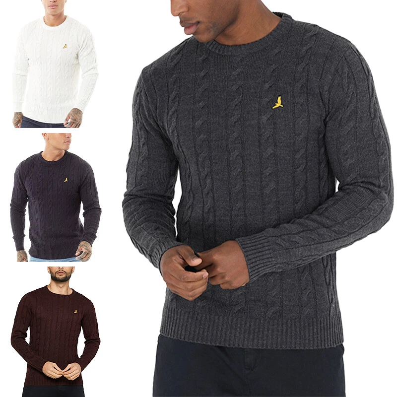 BRAVE SOUL Mens Pullover Jumper Crew Neck Long Sleeve Winter Knitted Cardigan - Image 1 of 4