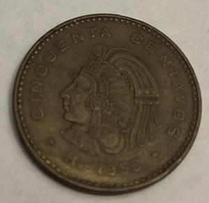 Mexican Coin: 1956 Mexico Centavos Coin - Large Bronze 50 Cent - Picture 1 of 2
