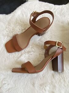Madden Girl Women's Shoes Size 9.5 Sandals Open Toe Brown Leather High Heel