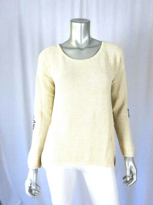 SOGI SZ XS NWOT Cotton/Acrylic Antique White Chic Elbow Patches Pullover Sweater - Image 1 of 4