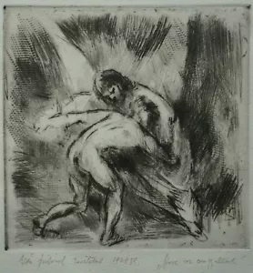 Szilard IVAN (1912-1988) Kampf mit dem Engel – Radierung - Ungarn 1968. - Bild 1 von 8