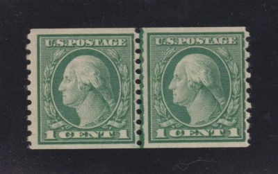 US 452 1c Washington Mint Line Pair F-VF OG H SCV $75 - Image 1 of 2