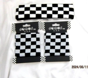 Black&White Checkered Headband and Black&White Checkered Pair of Sweatbands-New! - Picture 1 of 1