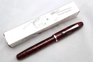 NOODLERS RED REBELLION EBONITE NEPONSET PISTON FILL FOUNTAIN PEN FLEX NIB - Picture 1 of 3