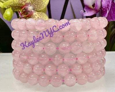 Venta al por mayor 6 piezas pulsera elástica curativa cristal cuarzo rosa natural 8 mm 7,5” Foto 1 de 4