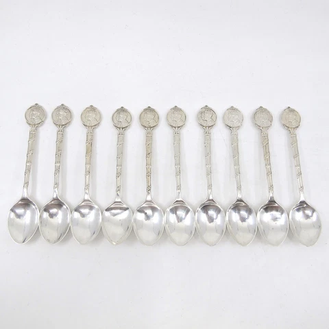 WHH for LIBERTY Set of 10 Coronation Spoons Sterling Silver Jubilee George V Cover
