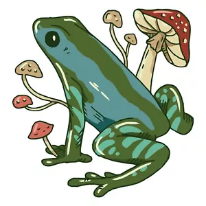 Frog Sticker Mushroom Cute Hop Green Legs Pet Animal (4 Inch) - Picture 1 of 1