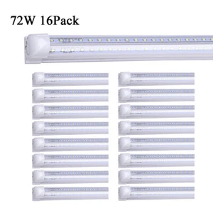 16Pcs T8 8FT Led Shop Light Fixture 72W Linkable 8' Led Tube Light Bulbs 6000K - Picture 1 of 12