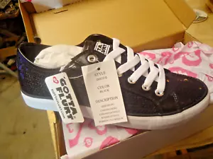 NWOB GF Gotta Flurt Disco II Black Sequence Tennis Shoes-Size 8-1/2 Super Cute! - Picture 1 of 3