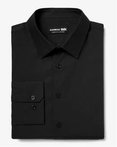 EXPRESS Mens 1MX Dress Shirt Slim Stritch Cotton Black (Small) - Picture 1 of 2
