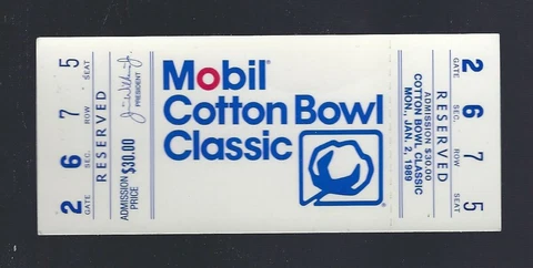 1989 NCAA COTTON BOWL FULL TICKET  UCLA vs ARKANSAS - TROY AIKMAN FINAL GAME Cover