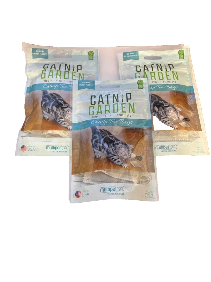 Multipet Garden Safe organic Catnip Tea Bag 18 Total sprinkled Stimulate USA - Image 1 of 1