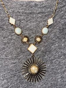 J CREW Pearl Gold Opal Sunburst STATEMENT GORGEOUS Necklace NWOT new 💗226