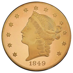 USA Medaille 100 MM 2014 - Liberty Head Doppel Adler 20 Dollar 1849 Kupfer Gold - Picture 1 of 5