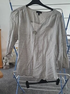 Ladies Size 14 Phase Eight Black & Cream Stripe Cotton/Linen Tunic - Picture 1 of 7