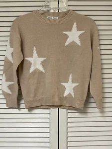 Shein Girls Long Sleeve Beige Star Sweater - Size 11 - 12 - VGUC - Picture 1 of 3
