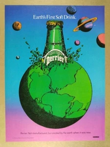 1984 Perrier Mineralwasser Milton Glaser Design Kunst Vintage Druck Werbung - Bild 1 von 1