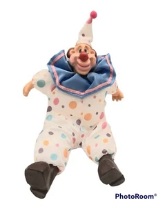 Bambola di peluche vintage Corkles The Clown viso in ceramica, mani, scarpe Russ Berrie Co - Foto 1 di 5