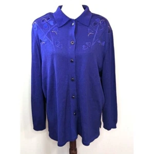 Maglione Philippe Marques abbottonato tg 18 donna viola revers impreziositi - Foto 1 di 9