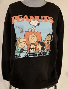 PEANUTS Womens black crew Peanuts Gang Sweatshirt plus size 1X Retail $44 - Picture 1 of 5