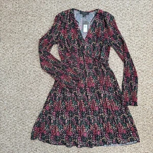 Primark Dress Floral Long Sleeve V Neck Crinkle Stretch 4 Boho Western NWT - Picture 1 of 7