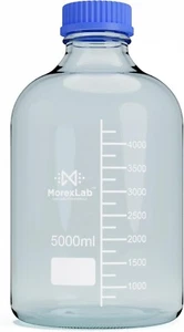 5000ml Glass Round Media Storage Bottles with GL45 Screw Cap, Borosilicate Glass - Picture 1 of 4