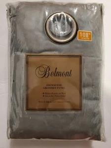 Belmont Faux Suede Grommet Panel 50"x 108" Silver Blue Window Curtain One Panel - Picture 1 of 3
