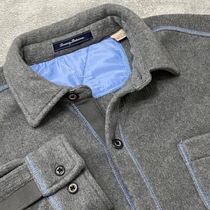 Tommy Bahama Mens L Gray Fleece Shirt Jacket Button Up Pockets Soft Casual - Picture 1 of 8