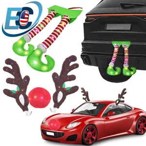 Christmas Reindeer Antlers & Nose Set / Elf Legs for Car Indoor Outdoor Decor - Picture 1 of 19