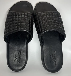 Anthony Veer Herren Schwarz Miami Leder Schlappen Hausschuhe Größe 10 - Bild 1 von 9