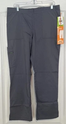 Landau Proflex Modern Fit Comfort Stretch Scrub Pants Gray Womens PMD Petite NEW - Image 1 of 4
